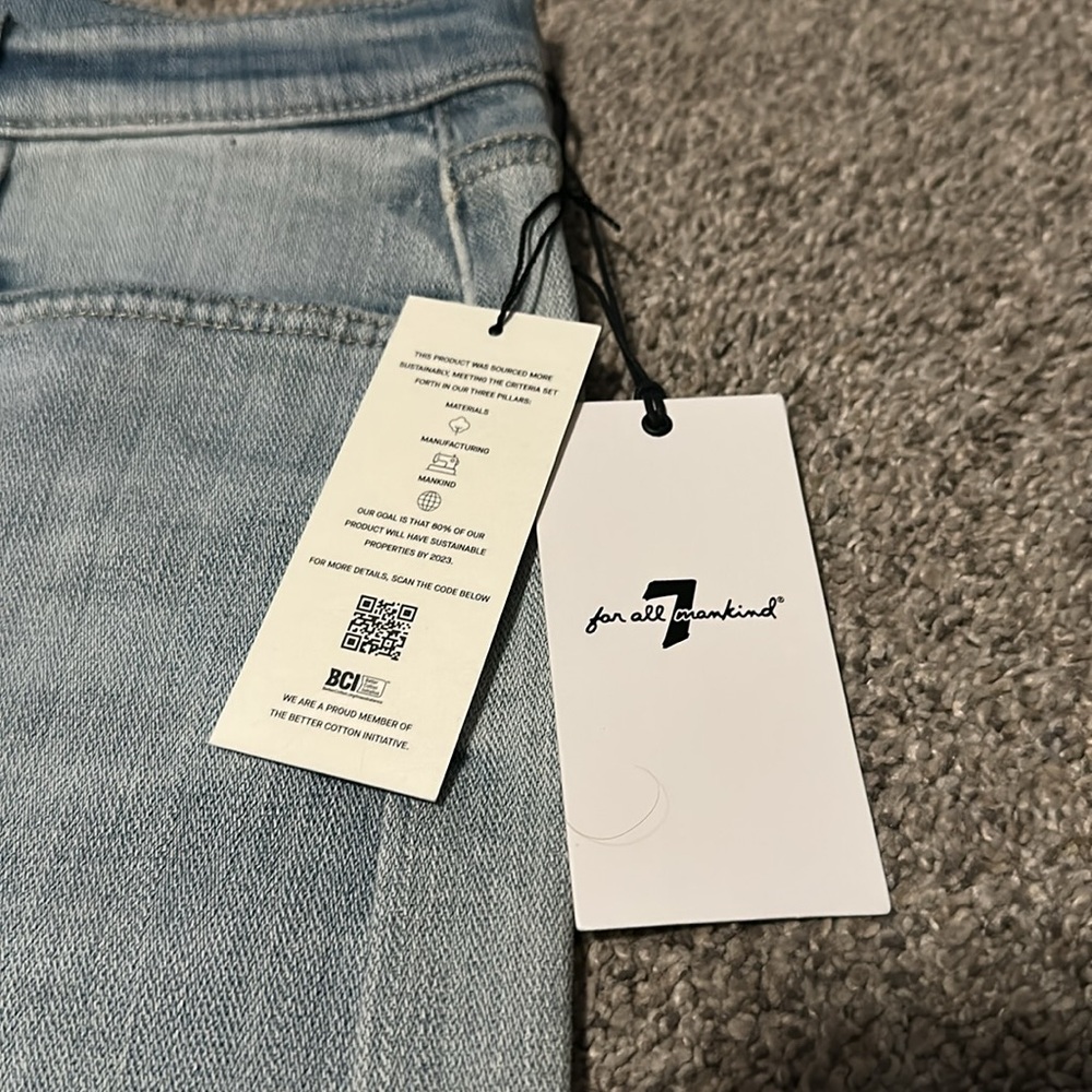 NWT 7 For All Mankind Cuffed Mid Roll Shorts 32 Broken Twill Coco Prive 7FAM - Picture 11 of 11